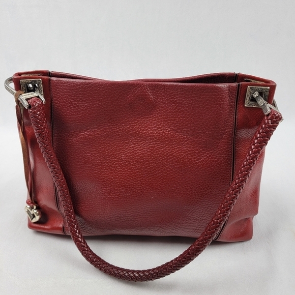 Brighton red braided handle leather shoulder bag w/ matching wallet - Picture 3 of 11